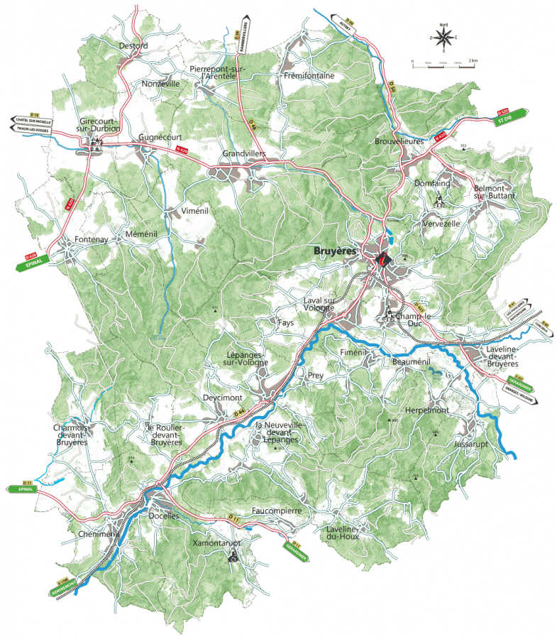 Carte du Territoire Bruyères Vallon des Vosges